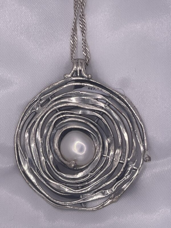 Colgante plata y perla con cadena